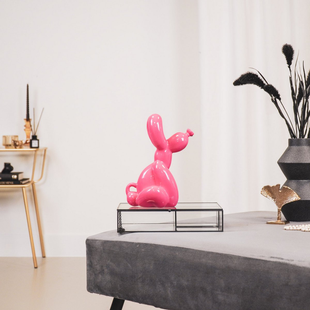 Housevitamin Ornament Poepballon Hond - 24x9x14cm - Neon Roze