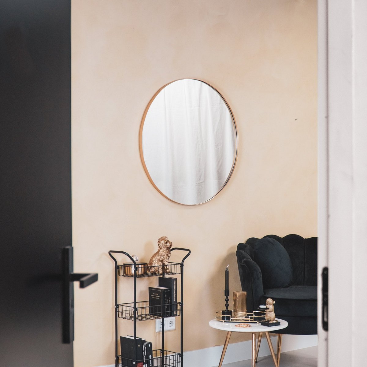 HV Ronde Spiegel Metaal - Goud - 80cm