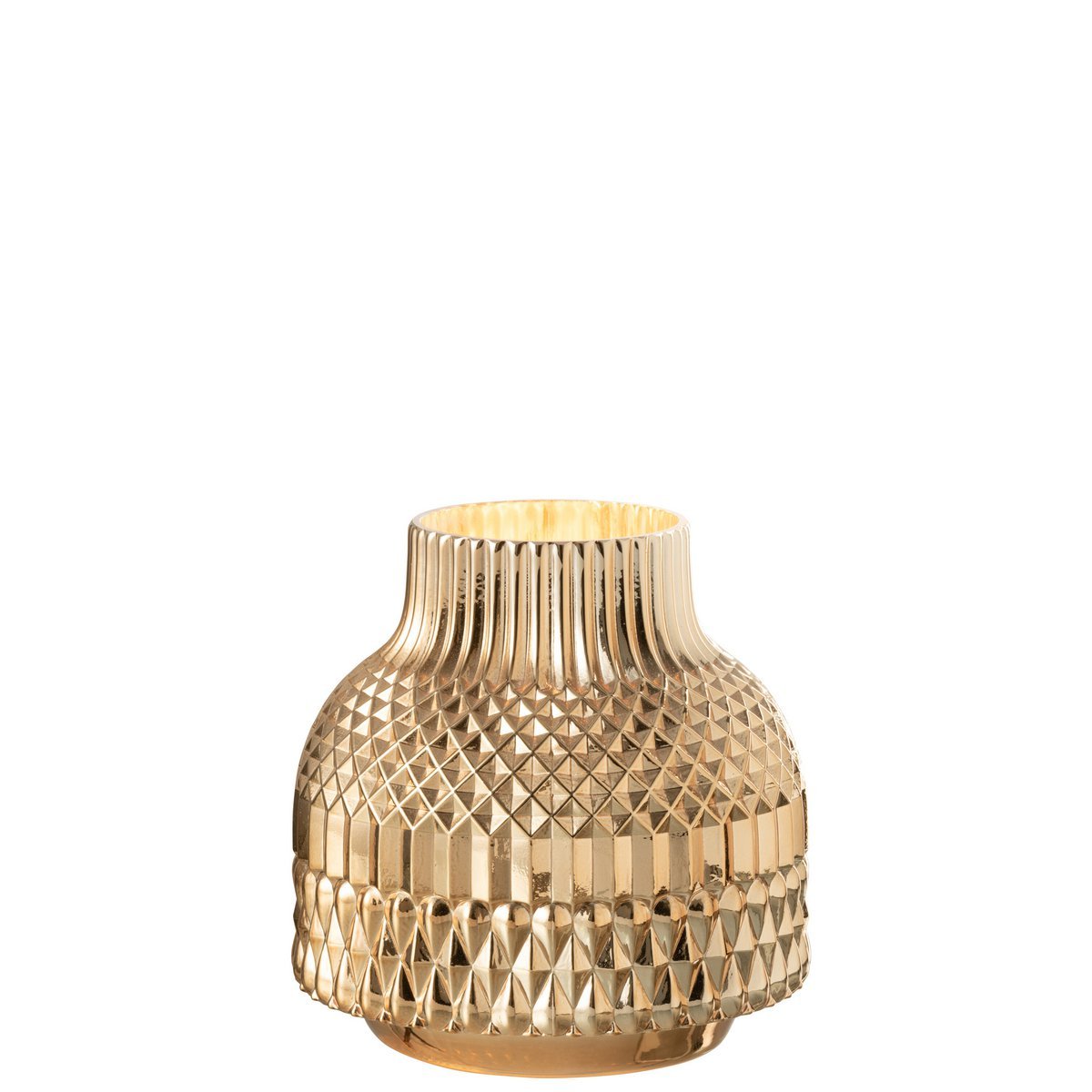 J-Line vaas Ari - glas - goud - small - 17.50 cm hoog