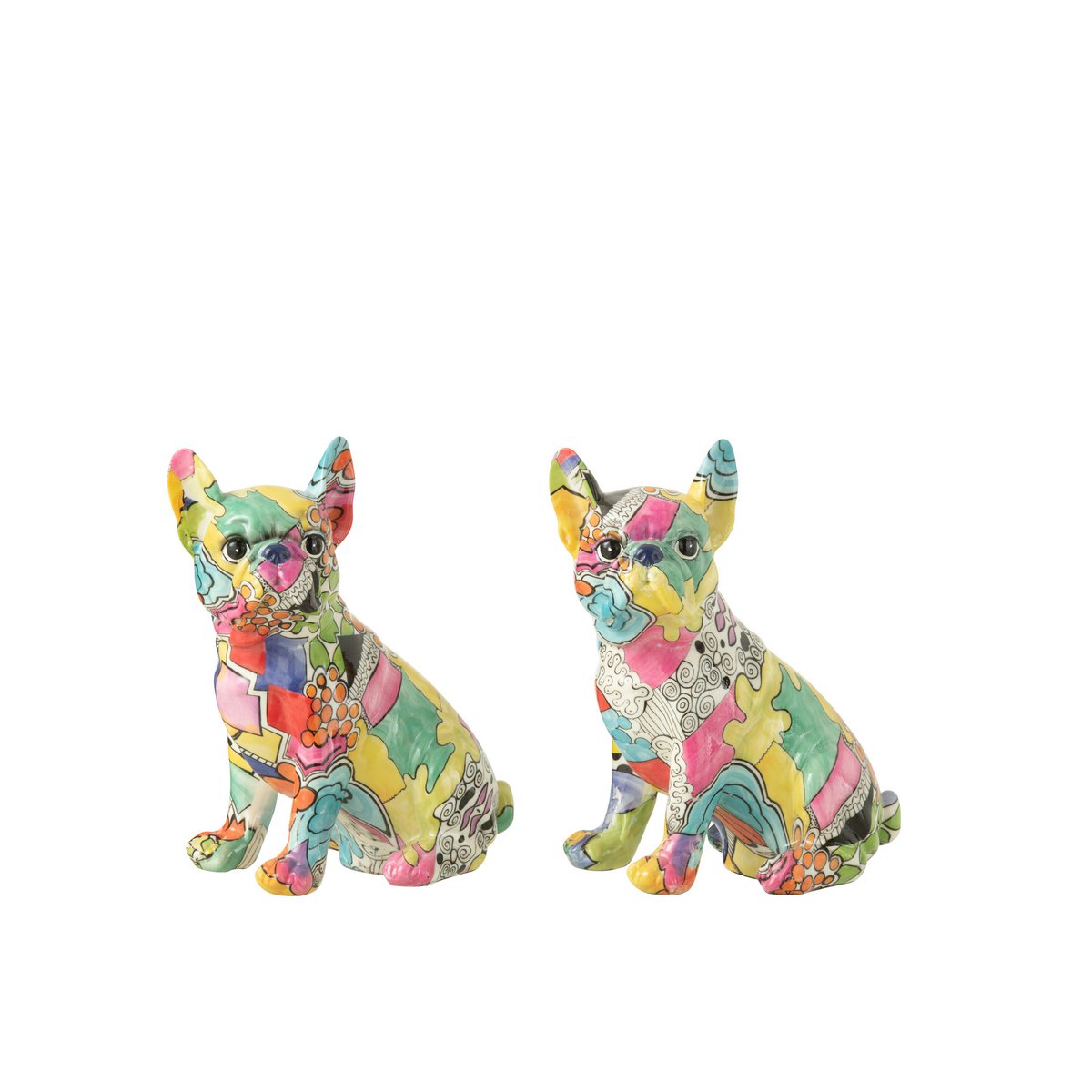 J-Line Bulldog Ogen Zittend Pop-Art - polyresin - mix - Pop Art