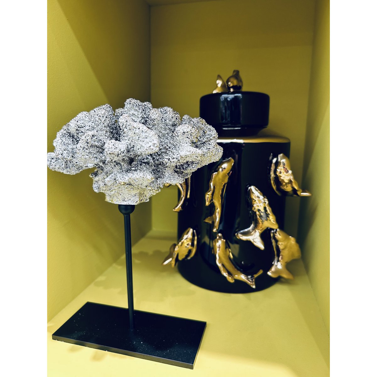 Coral collectie met metalen standaard (ZILVERKLEUR)