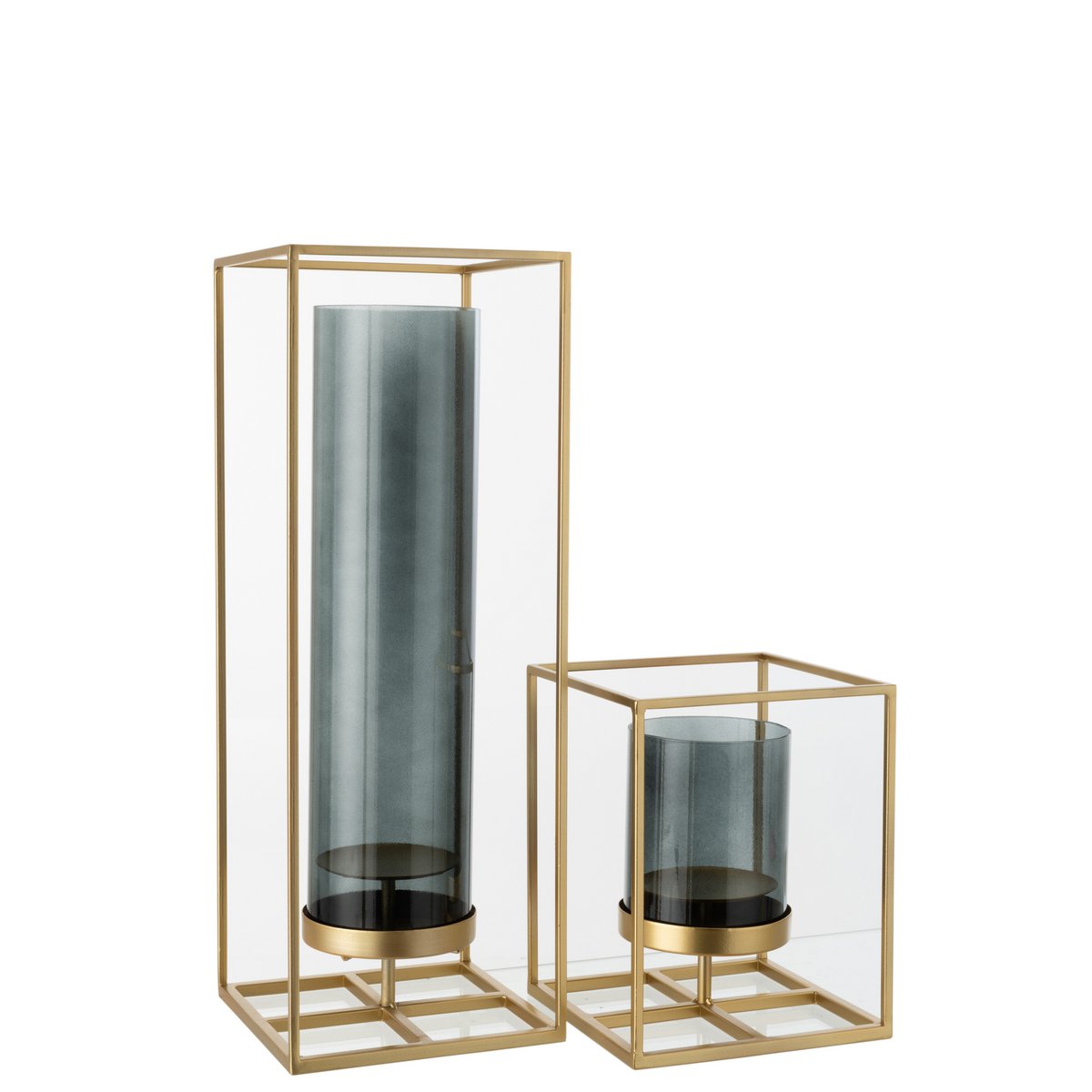 J-Line Windlicht Rechthoek Hoog Metaal/Glas Goud