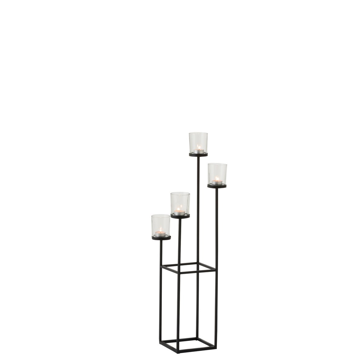 J-Line Kaarshouder 4 Delen Metaal/Glas Zwart