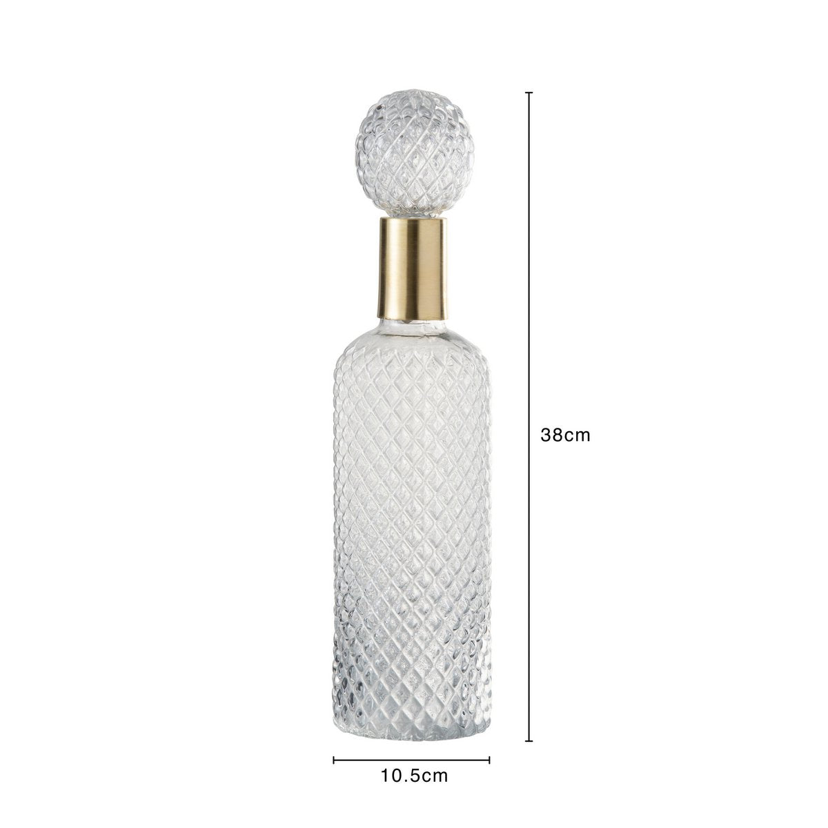 J-Line Fles+Stop Deco Relief Glas Transparant Large