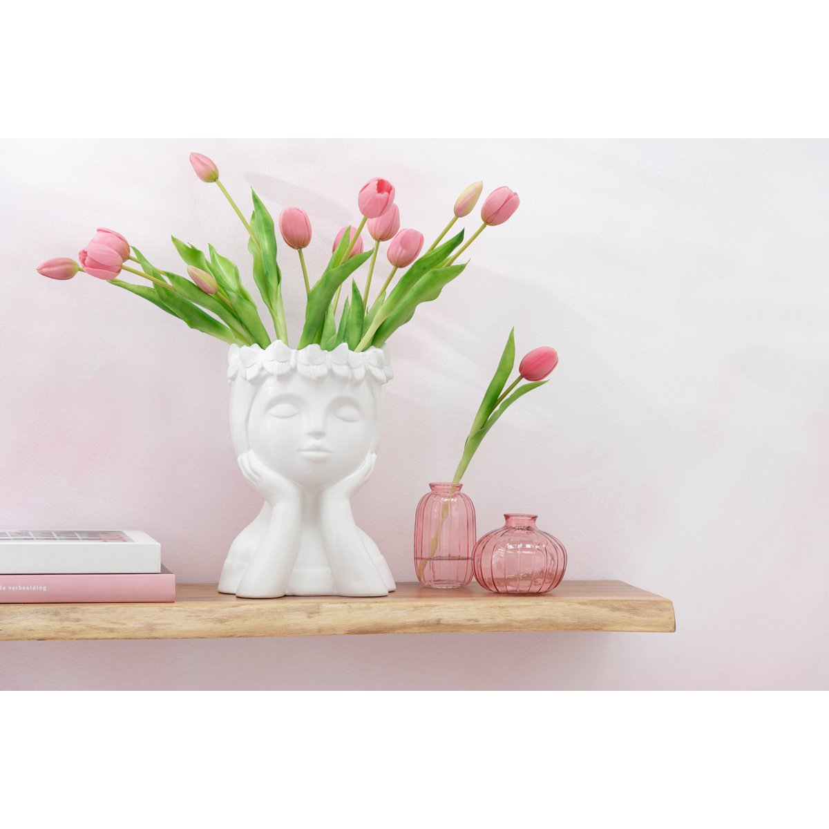 J-Line Boeket Tulpen 5Stuks Pu Roze Medium
