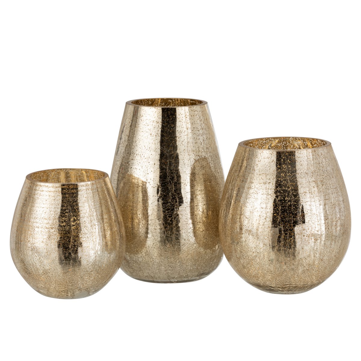 J-Line Windlicht Eivorm Craquele Glas Goud Large