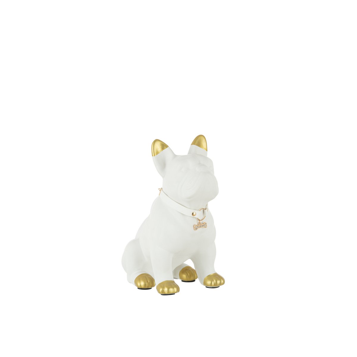 J-Line Hond Keramiek Wit/Goud Medium