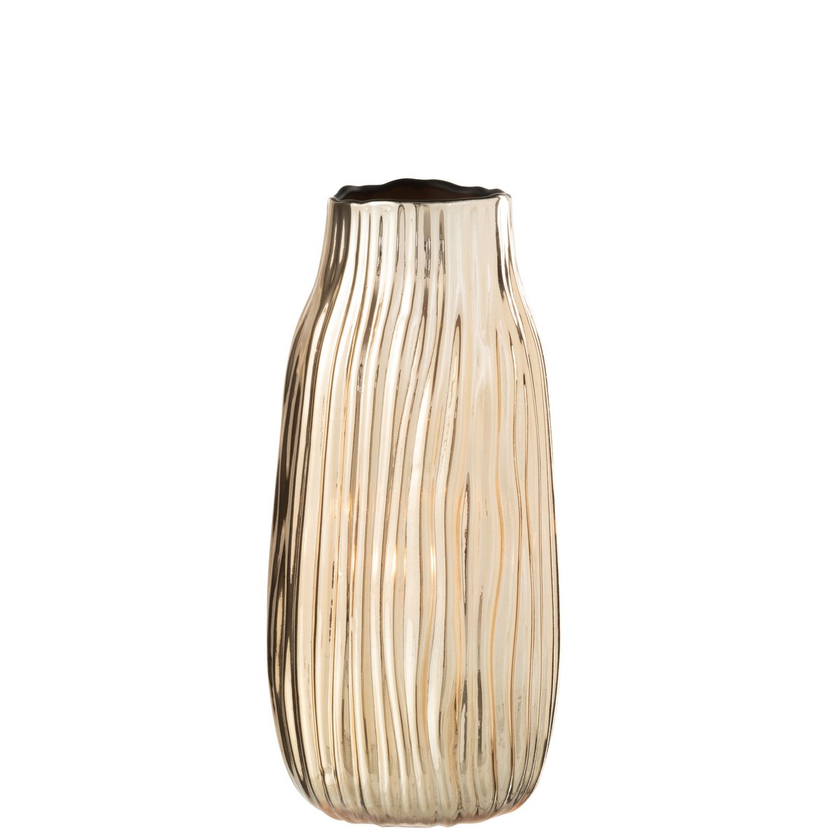 J-Line Vaas Inkepingen Glas Goud Medium - 26.00 cm hoog