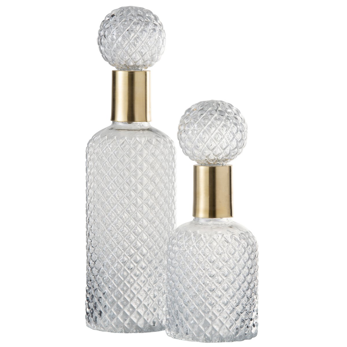 J-Line Fles+Stop Deco Relief Glas Transparant Large