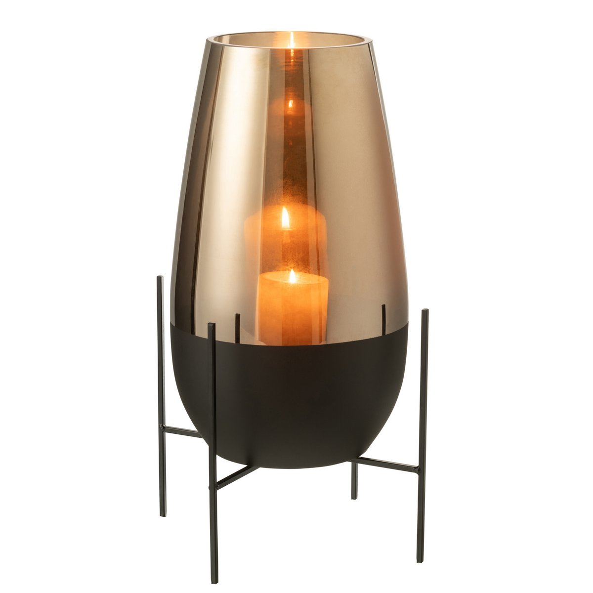 J-Line Vaas Milan Glas Goud/Zwart - 47.5 cm hoog