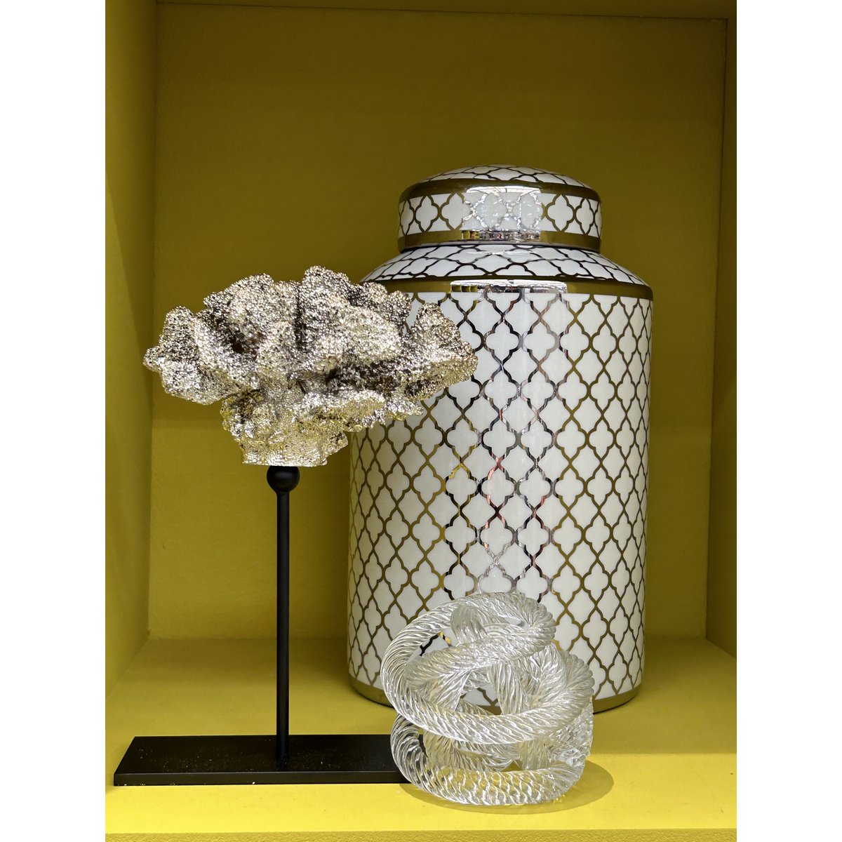 Coral collectie met metalen standaard (ZILVERKLEUR)