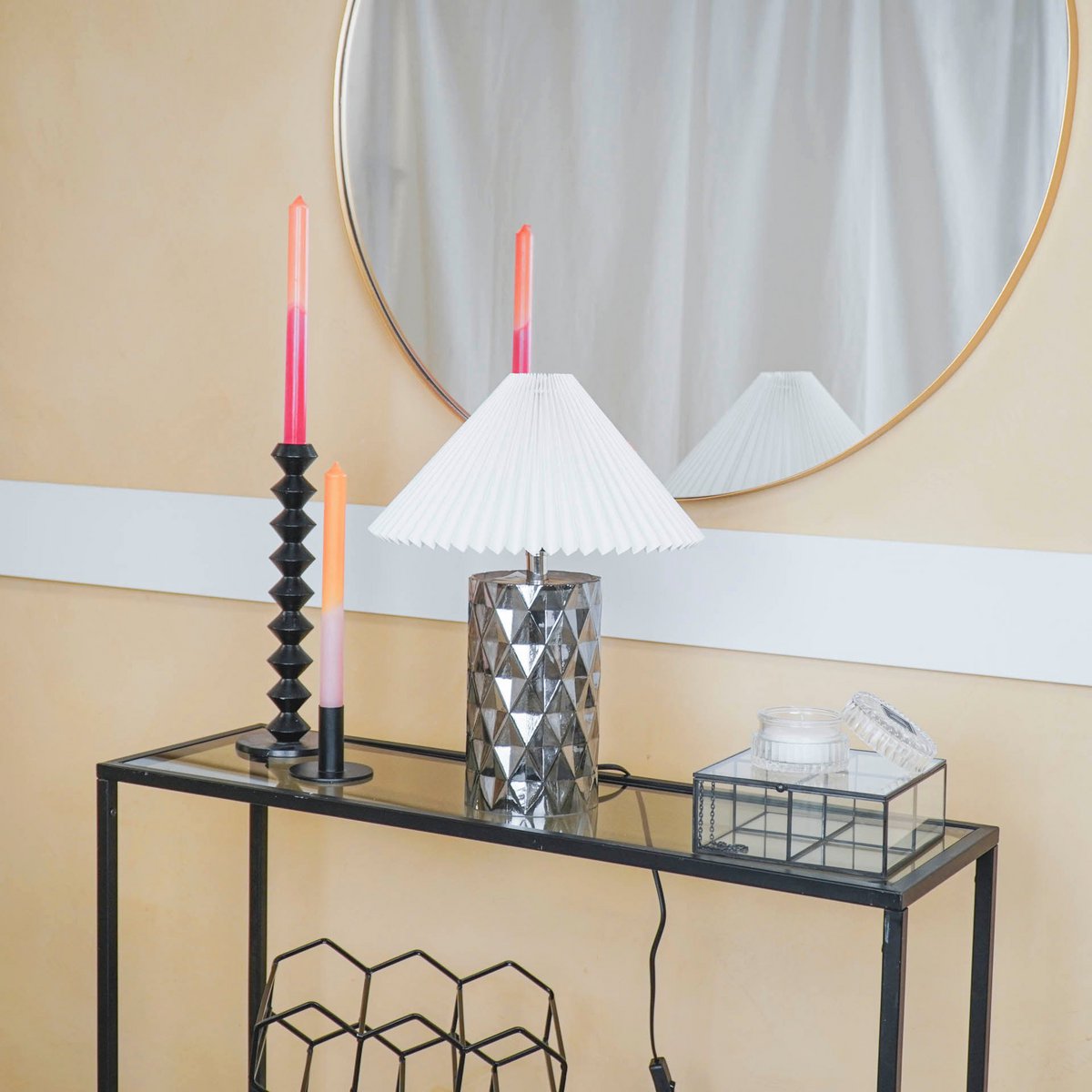 Housevitamin Tafellamp met Glazen Voet - Smokey Glass