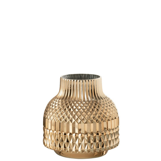 J-Line vaas Ari - glas - goud - small - 17.50 cm hoog