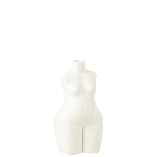J-Line vase Vrouw Lichaam - polyresin Glanzend - metaal - wit - Pop Art