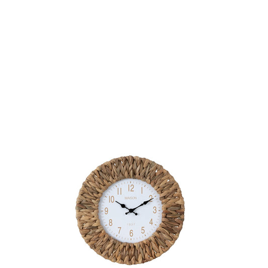 J-Line wandklok Bloem - waterhyacint/metaal - naturel/wit - klein - Amazone regenwoud