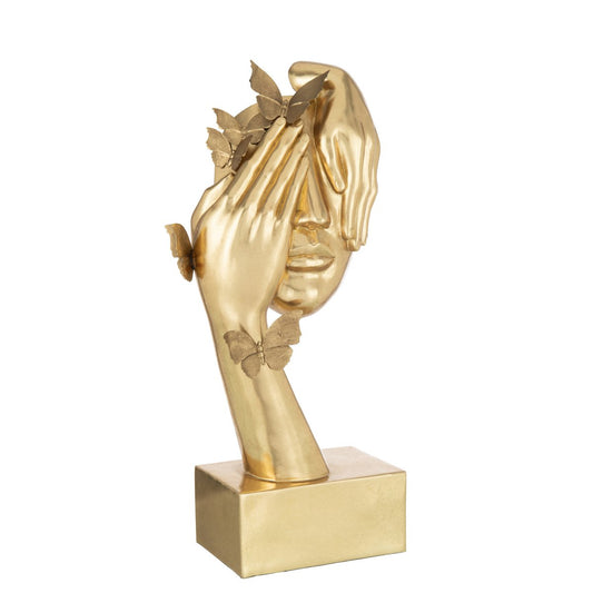 J-Line Gezicht Vlinders Staander Poly Goud - Shimmering Gold