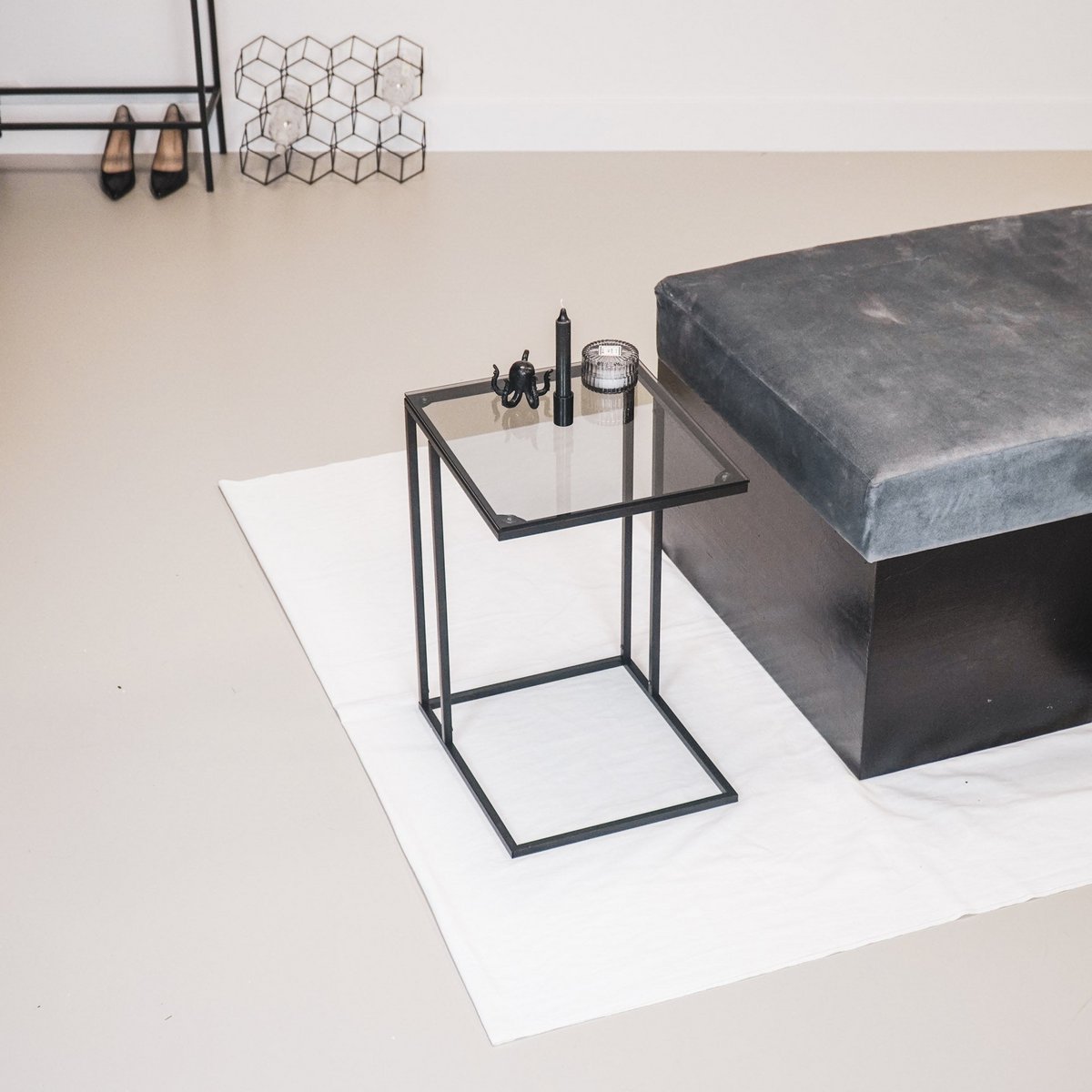 Housevitamin Sofa Bijzettafel - Zwart - 40x35x51cm