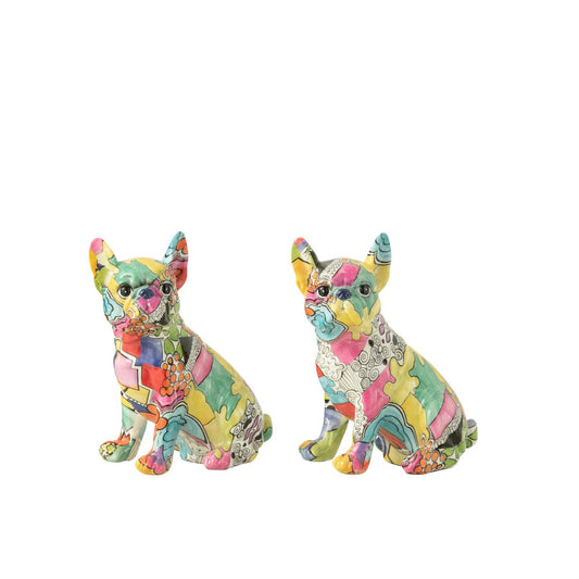 J-Line Bulldog Ogen Zittend Pop-Art - polyresin - mix - Pop Art
