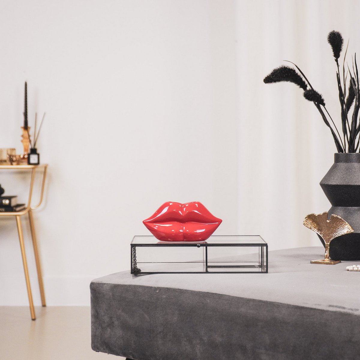 Housevitamin Lips Don't Lie Pot - Rood - 15,5x6,5x7,5cm
