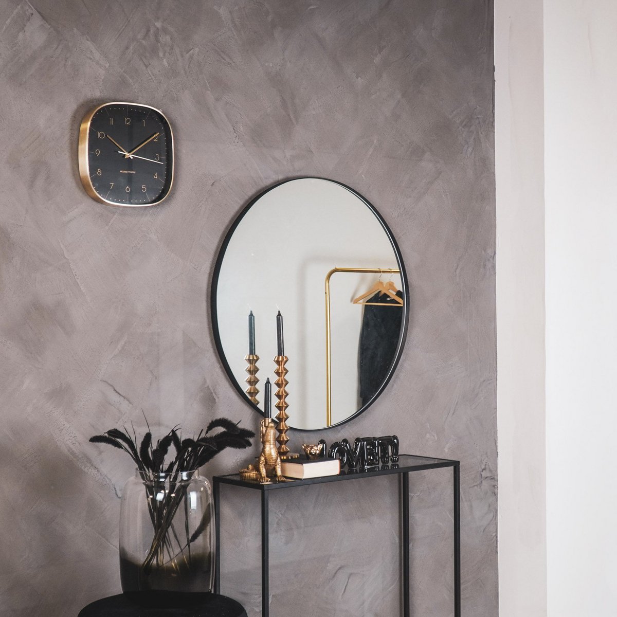 HV Ronde Spiegel Metaal - Zwart - 80cm