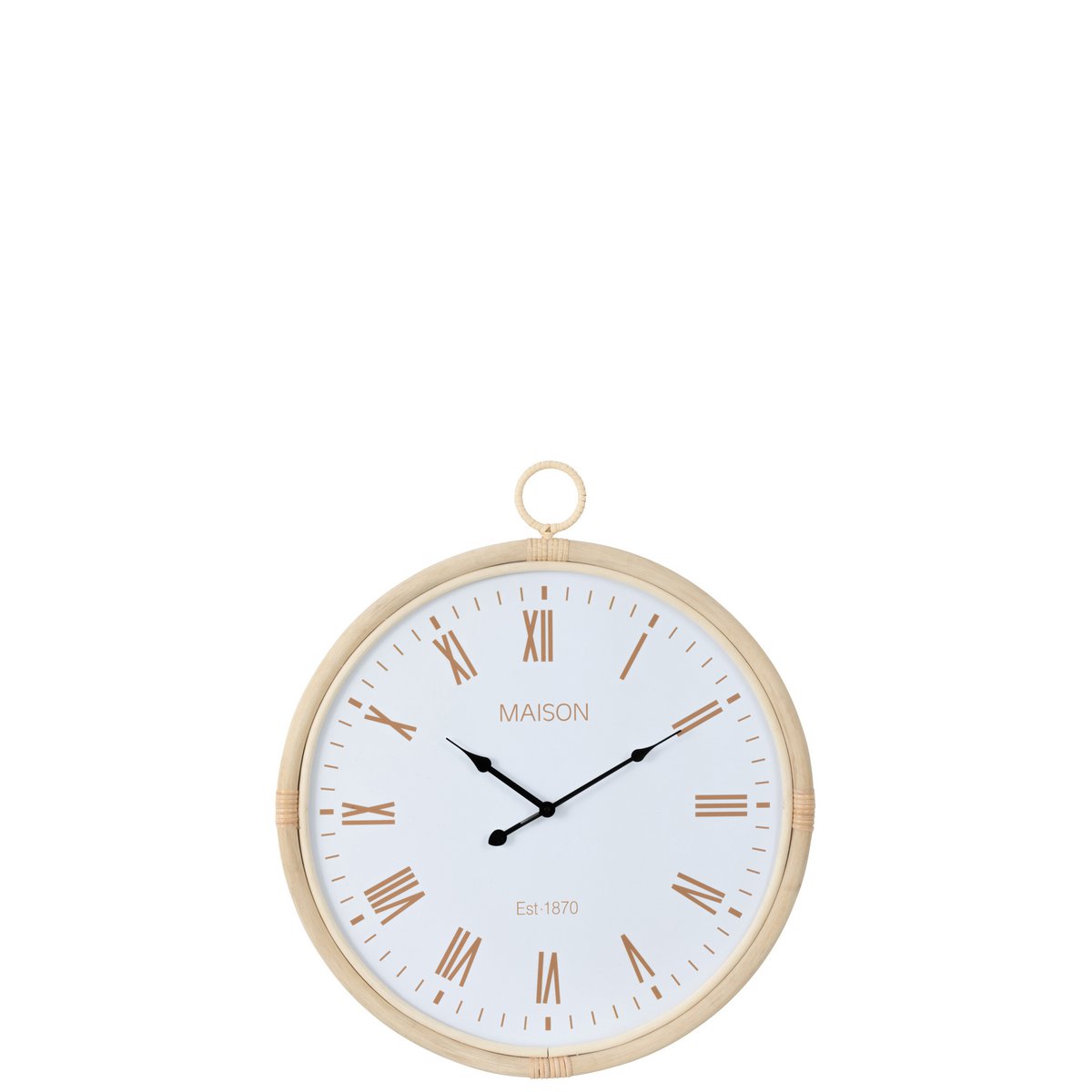 J-Line wandklok Kyr - jute - naturel/wit - medium - Ø 4.5 cm - Casa Lanzarote