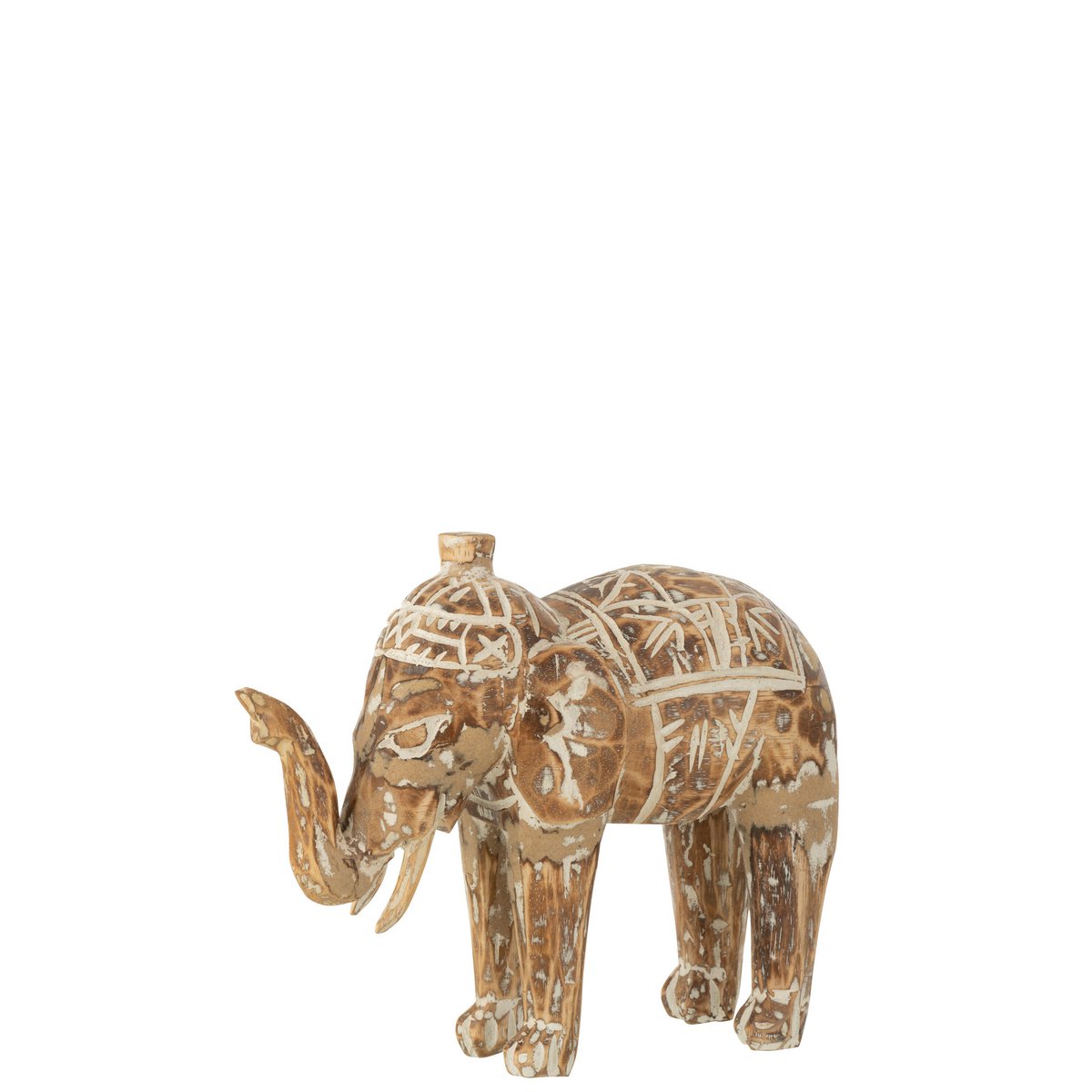 J-Line Beeld Olifant Albasia Hout Naturel