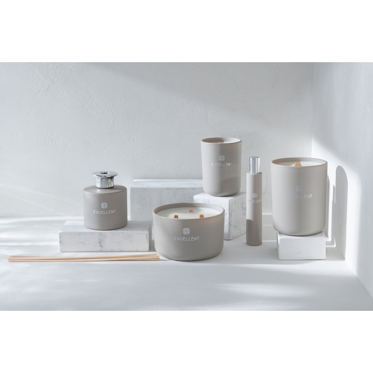 J-Line Geurkaars Excellent Glas Beige Small-50U