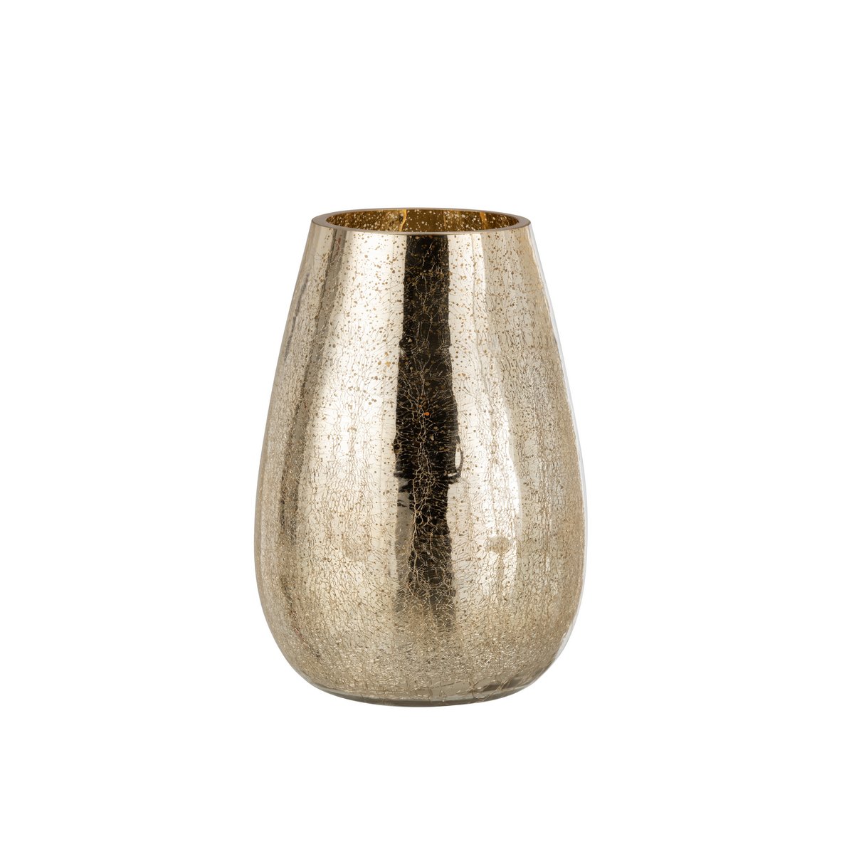 J-Line Windlicht Eivorm Craquele Glas Goud Large