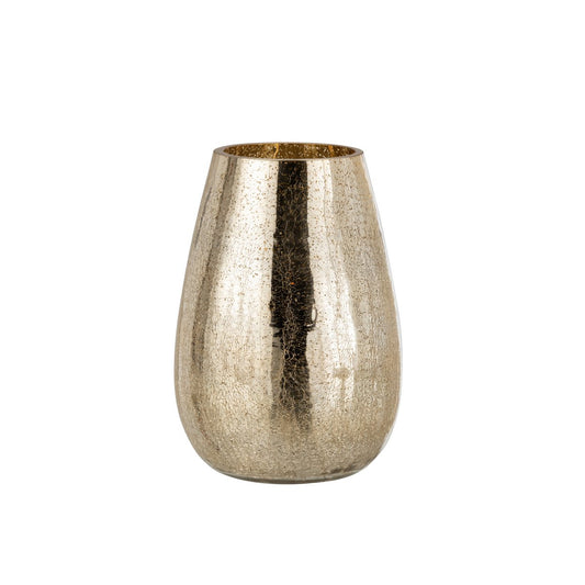 J-Line Windlicht Eivorm Craquele Glas Goud Large