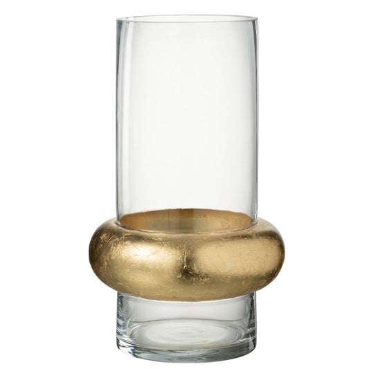 J-Line Vaas Cylinder Ring Laag Glas Transparant Large - 35 cm hoog