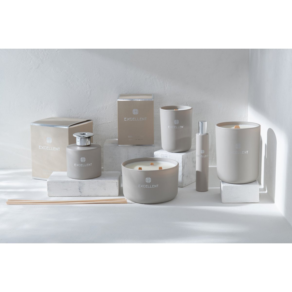 J-Line Geurkaars Excellent Glas Beige Large-40U