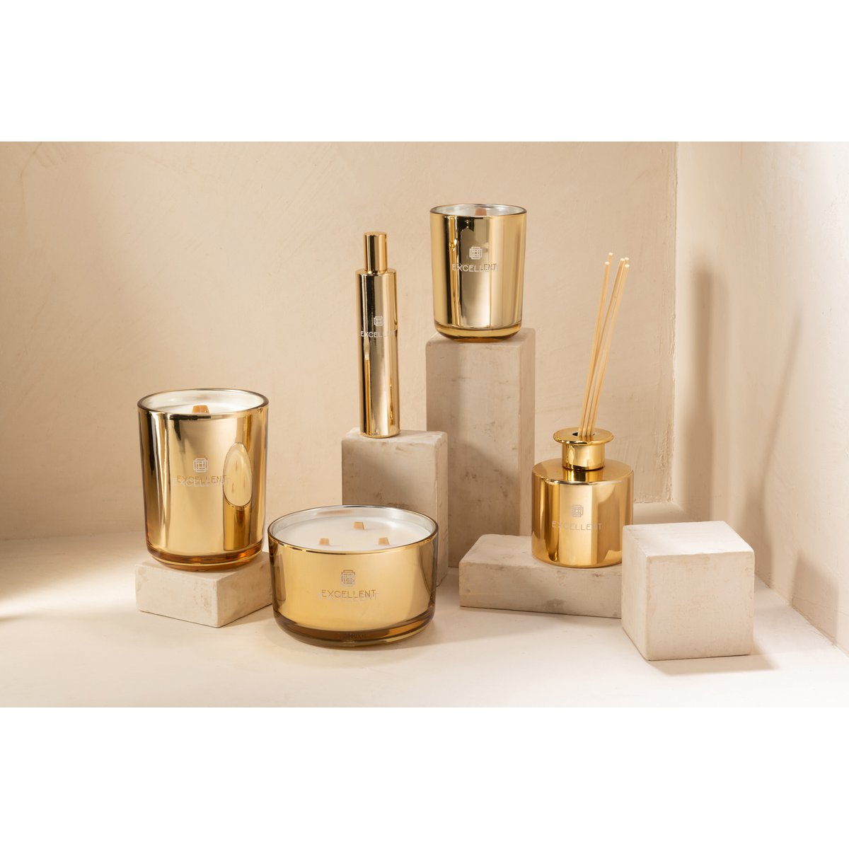 J-Line Excellent Geurkaars – Golden Honey – 80 uur - Goud