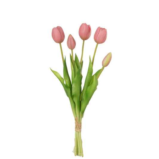 J-Line Boeket Tulpen 5Stuks Pu Roze Medium
