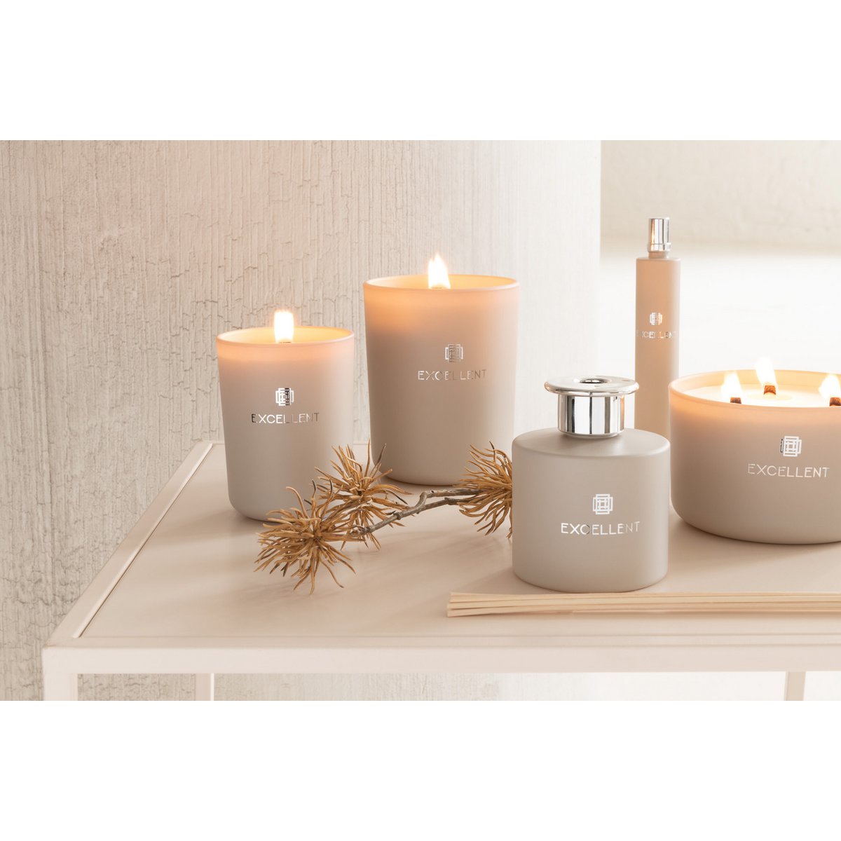 J-Line Geurkaars Excellent Glas Beige Large-40U