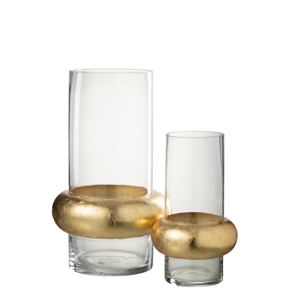 J-Line Vaas Cylinder Ring Laag Glas Transparant Large - 35 cm hoog