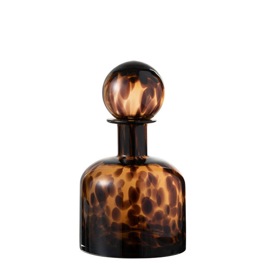 J-Line Fles+Stop Spikkel Decoratief Glas Bruin/Zwart Small