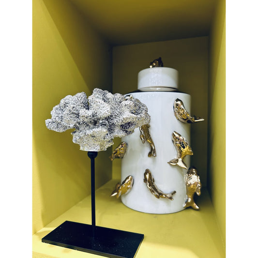 Coral collectie met metalen standaard (ZILVERKLEUR)