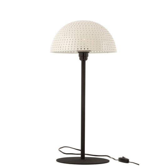 J-Line Tafellamp Paddenstoel Bolletjes Metaal Blinkend Wit/Zwart Large