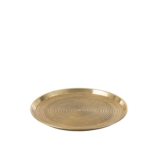 J-Line Rond Rigen plateau - dienblad - metaal - goud - M