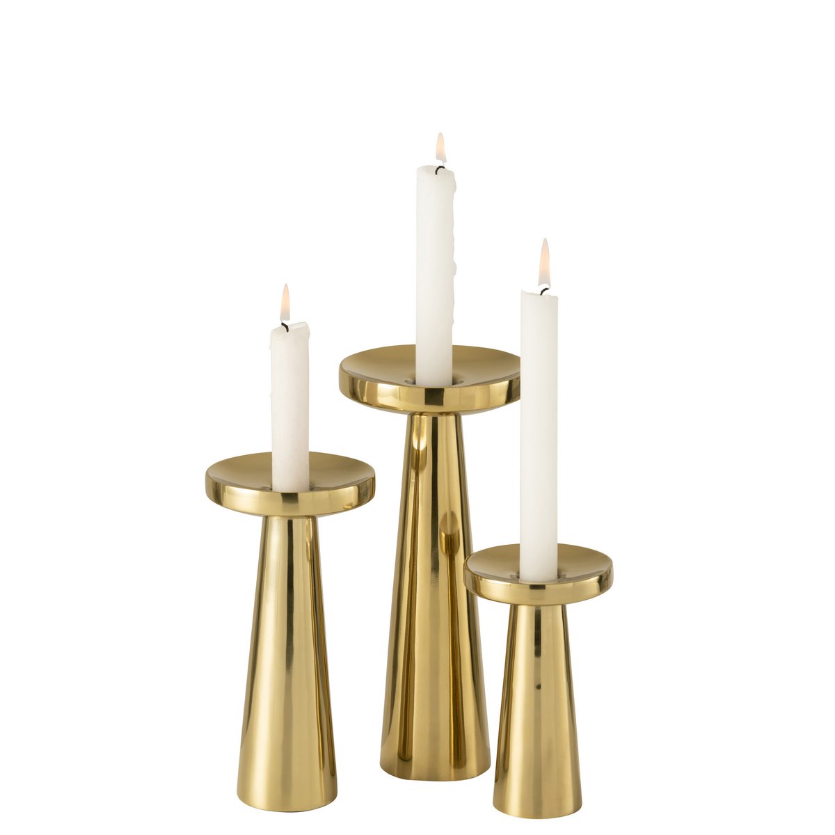 J-Line Set Van Drie kandelaren Stainless Steel Goud