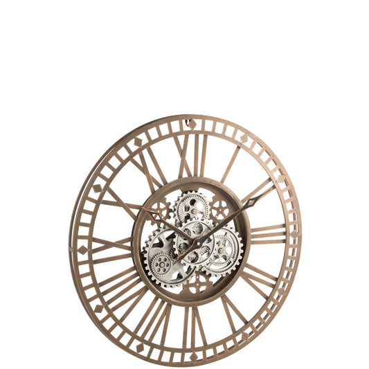 J-Line Radars Romeinse Cijfers klok - metaal - goud - Ø 7 cm - woonaccessoires