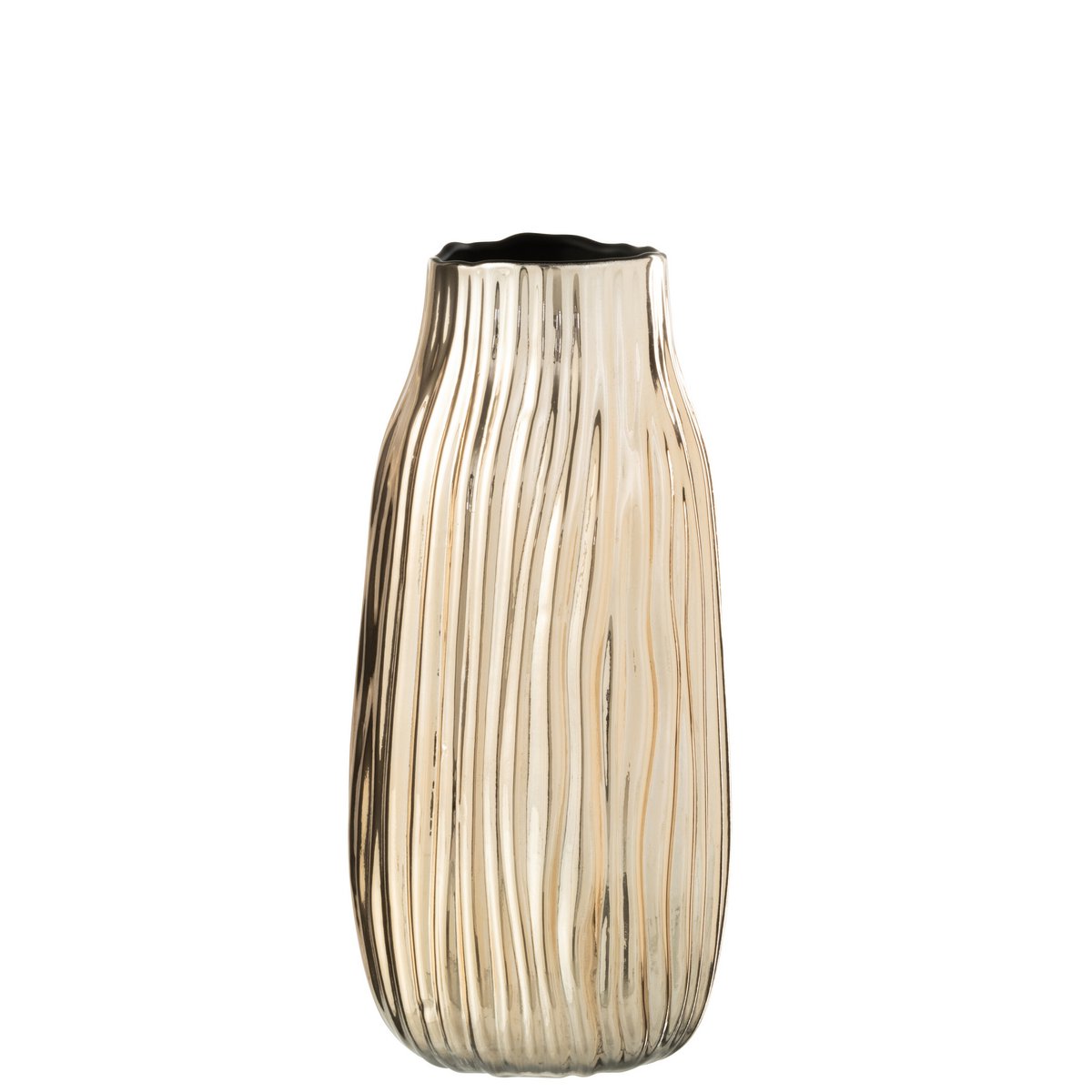 J-Line Vaas Inkepingen Glas Goud Medium - 26.00 cm hoog