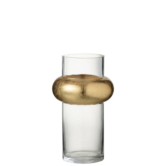 J-Line Vaas Cylinder Ring Hoog Glas Transparant Small - 25 cm hoog