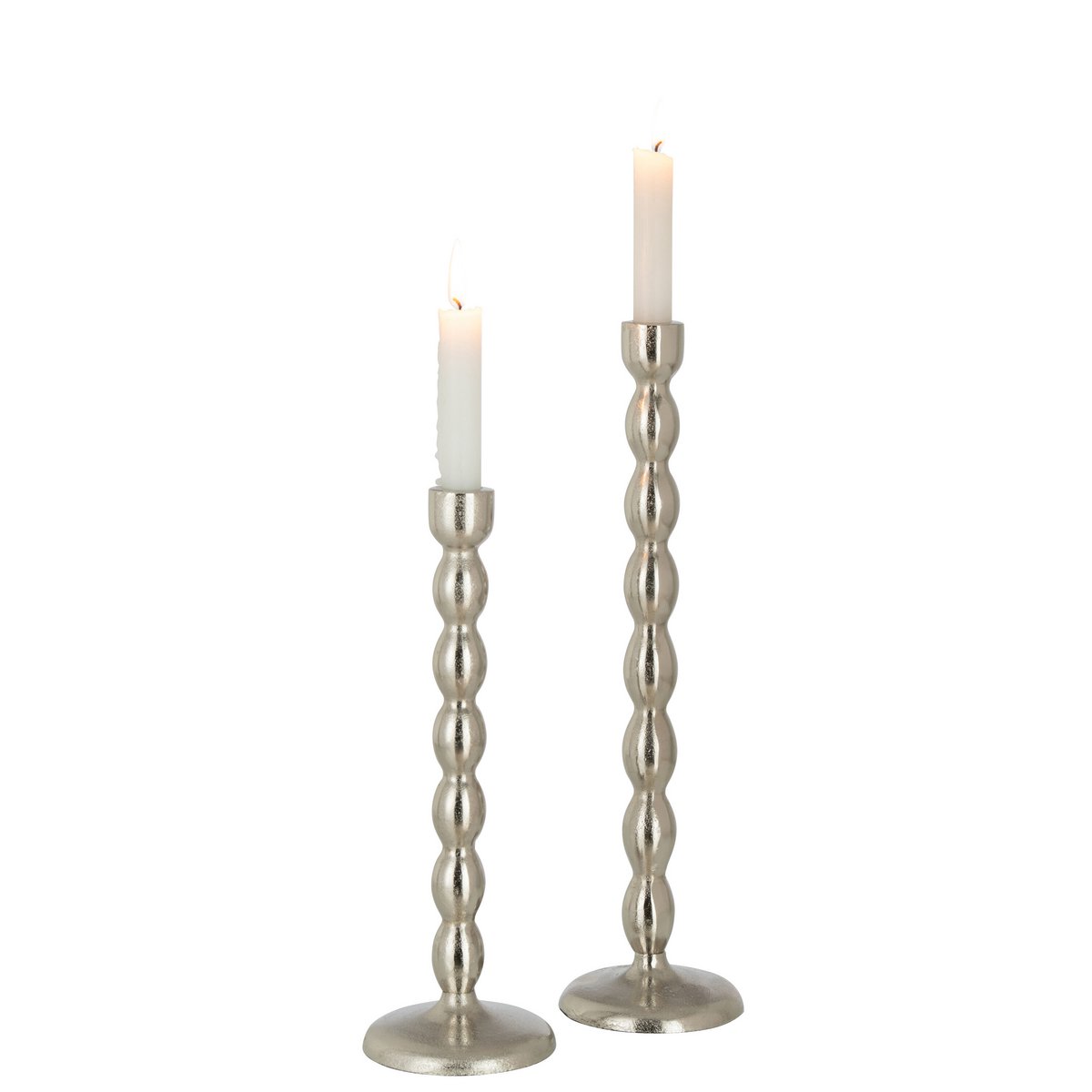 J-Line Kandelaar Bollen Mat Aluminium Zilver Large