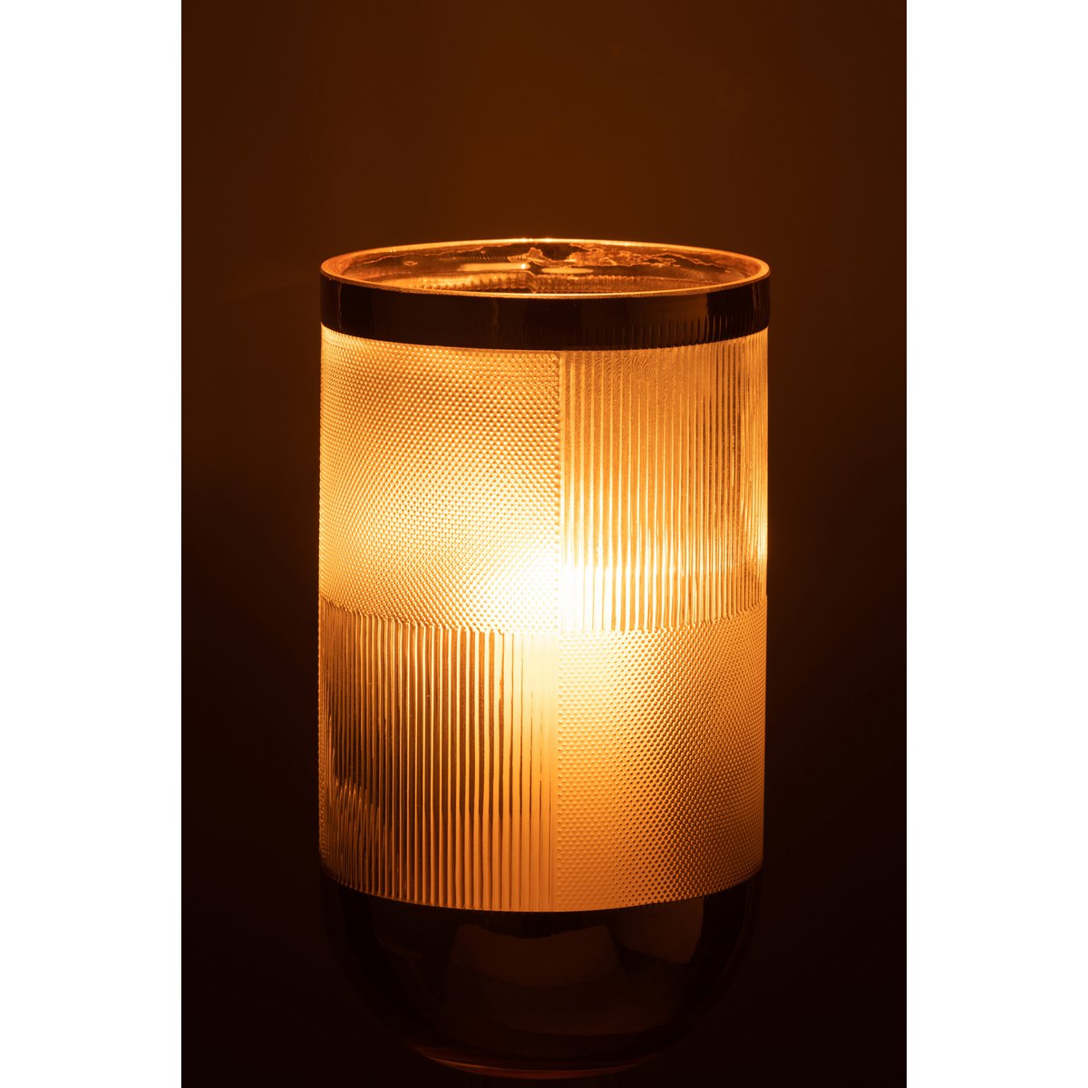 J-Line Vaas Cylinder Motief Glas Transparant/Goud Large - 26 cm hoog