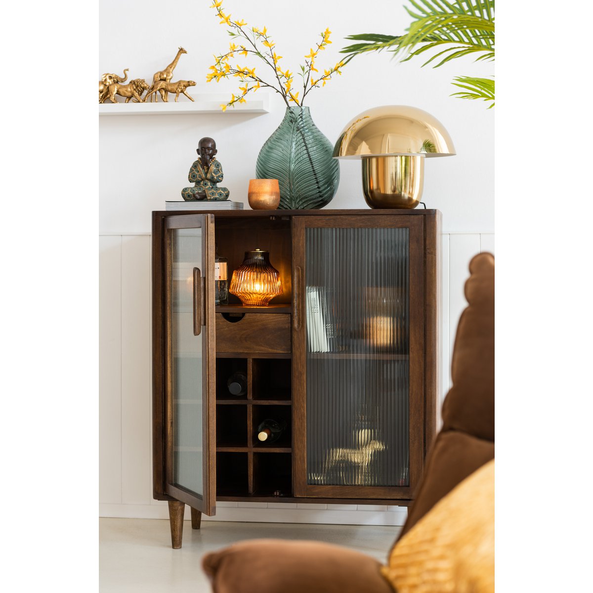 J-Line Lamp Paddenstoel Ijzer Goud Small