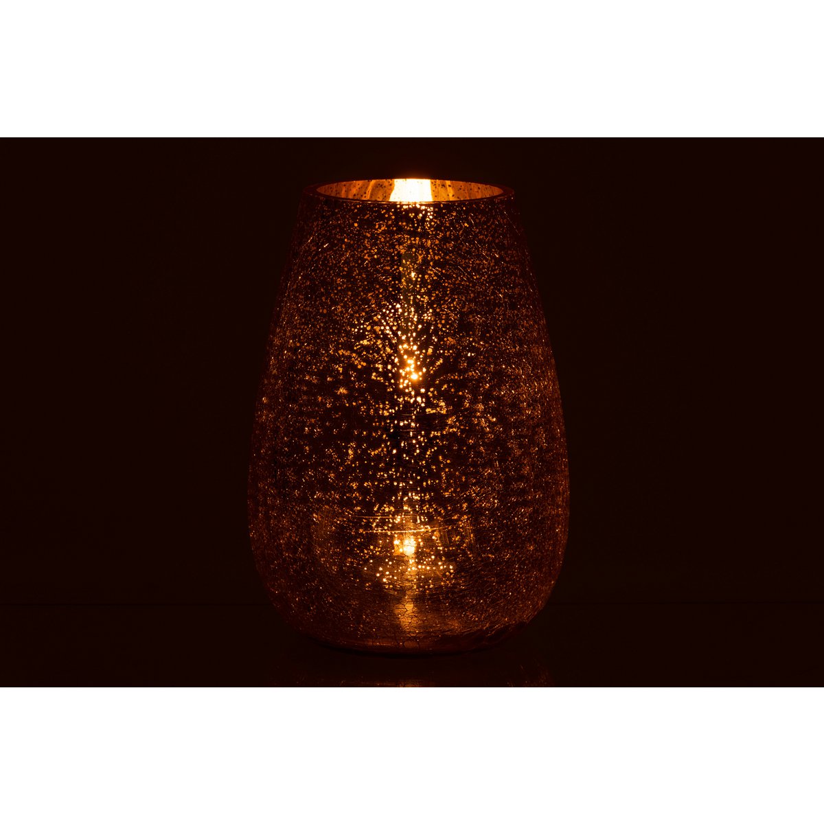 J-Line Windlicht Eivorm Craquele Glas Goud Large