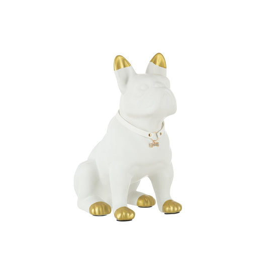 J-Line Hond Keramiek Wit/Goud Large