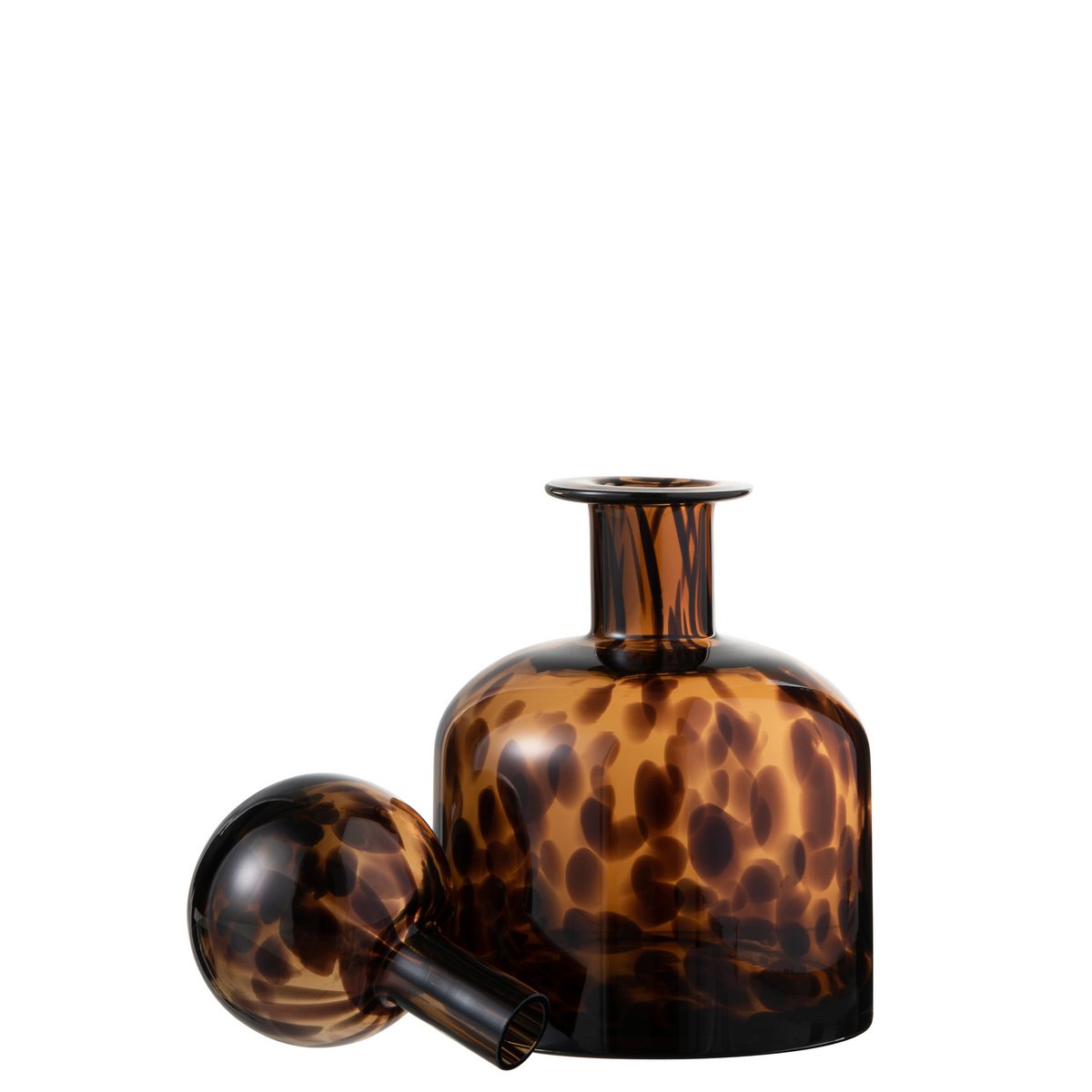 J-Line Fles+Stop Spikkel Decoratief Glas Bruin/Zwart Small
