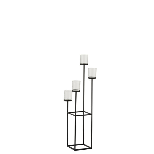 J-Line Kaarshouder 4 Delen Metaal/Glas Zwart